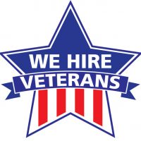 Star with text that reads We Hire Veterans
